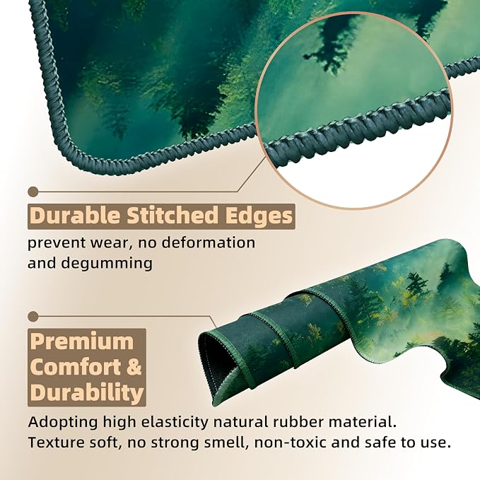Galdas Mouse Pad,Office Desk Mat Large Gaming Keyboard Pad Durable Stitched Edges Washable Smooth Surface Control & Accuracy Extended Computer Mouse Mat (31.5X11.8In)-Green Forest… | Extended Computer Mouse Mat, 31.5X11.8In,Keyboard Pad,Durable Stitche...