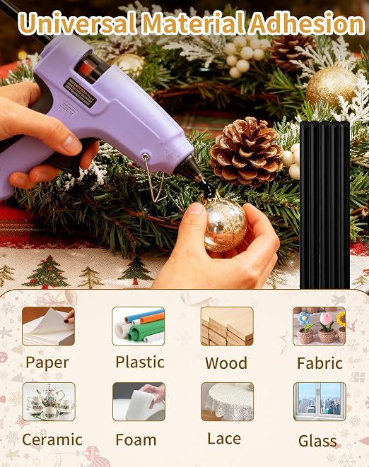 Black Full Size Hot Glue Sticks(30 Pcs),7.9" x 0.43" Glue Gun Sticks | Perfect for Full Size Hot Glue Gun,Easily Create and Bond Crafts on Wood,Plastic,Glass,Flowers,Fabrics,Foam,Jewellery