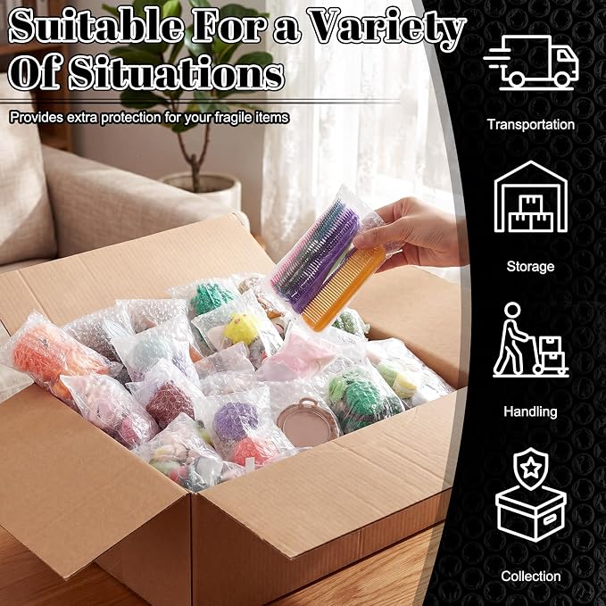Frienda 150 Pcs Self Adhesive Bubble Bags Packing Pouches, 4" X 6" | Double Wall Clear Protective Wrap, Shockproof for Small Business Shipping Packaging, Cushioned Fragile Items Protection