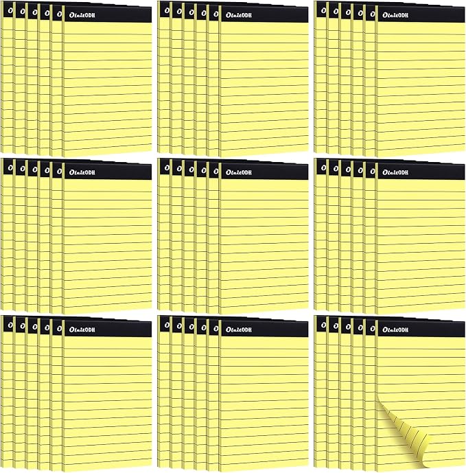 Oleitodh 48 Pack 3 x 5 Inch Notepads Yellow Memo Pads Writing Pads | Perforated Lined Pages with 30 Sheets Each, Small Note Pads for Office, School and Home; Pocket Memo Pads for Lists and Notes