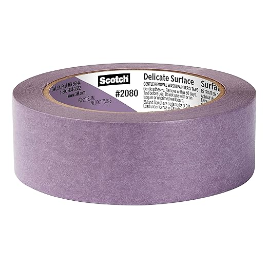 Scotch Delicate Surfaces Painters Tape, 1.41 in x 60 yd, Damage-Free Painting Prep, Protect Delicate Surfaces, UV & Sunlight Resistant, Solvent-Free Adhesive, Indoor Masking Tape, 1 Roll (2080-36EC)