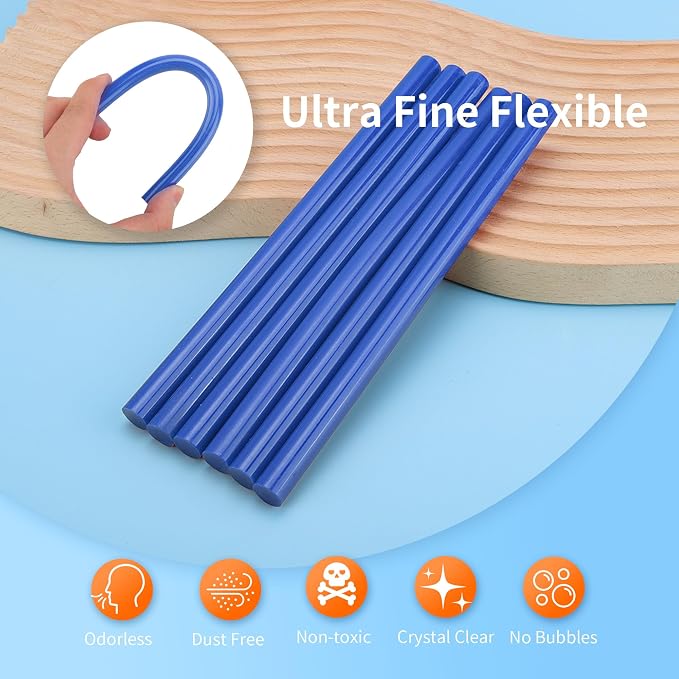 MATUFF Blue hot Glue Sticks Full Size 0.43” Dia x 8” Long, 52 pcs Hot melt Adhesive Glue Sticks, All-Purpose Colored Glue Gun Sticks for Christmas Decoration Crafting Arts School Home Repair Bonding