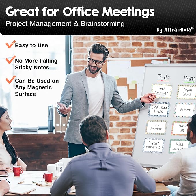 Dry Erase Magnetic Labels 5.6 x 3.7 in, Pattern Borders, Large Dry Erase Magnets, 36-Pack, Erasable Write-On All-Purpose Labels, for Office, Education, Home, Whiteboard