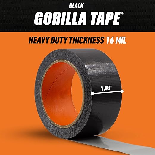 Gorilla Duct Tape, Black Tape, 1.88" x 35 yd (Pack of 2) - Heavy Duty and Weather Resistant for Indoor or Outdoor