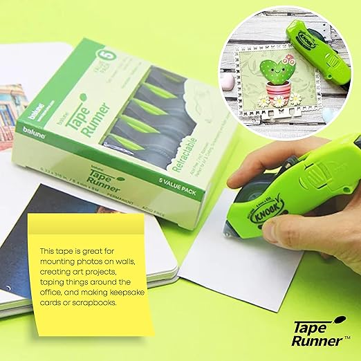 TAPE RUNNER - Double Sided Adhesive with Dispenser Roller Included - Permanent, Sticky, Transparent - Ideal for Scrapbooking, Crafts & More - Retractable (315 inches per Cartridge), 20 Cartridge