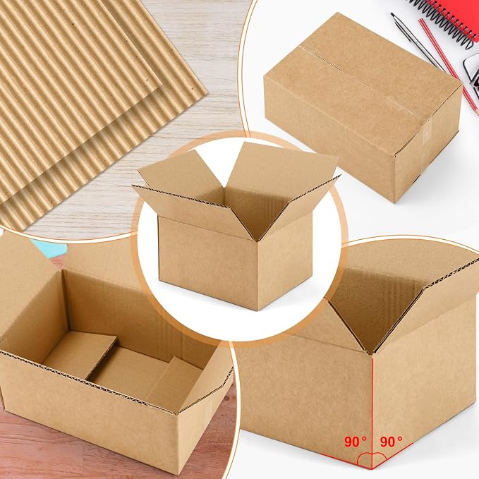 25 Pack 7x5x4 Inches Shipping Boxes, Kraft Corrugated Mailer Boxes, Heavy Duty Cardboard Box, Small Shipping Box for Shipping Packaging Mailing Storage Small Business