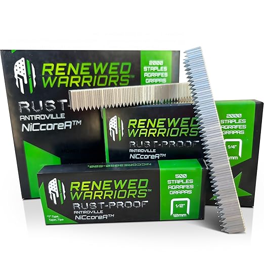 NiCcoreA Rustproof Staples T50 (Both 3/8" Crown & Leg) Outperforms T50 Stainless Steel Staples 3/8 Marine; Marine Grade & Stronger Than Monel - (2000 Count Pack)