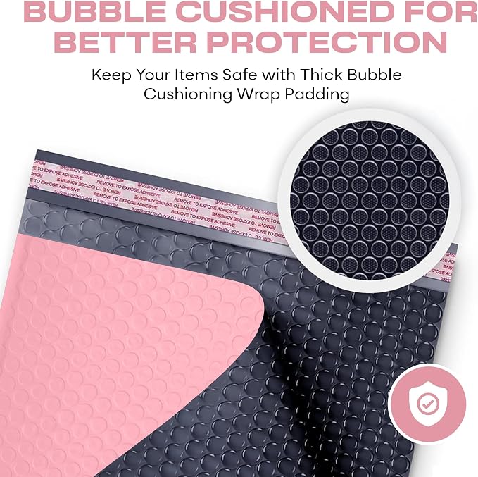Light Pink Bubble Mailers 4x8, Poly Padded Envelopes #000, 1000 Pack | Fits Trading & Sports Cards, Self-Seal Closure, Cushioned Protection, Water-Resistant Poly, Bulk Pack