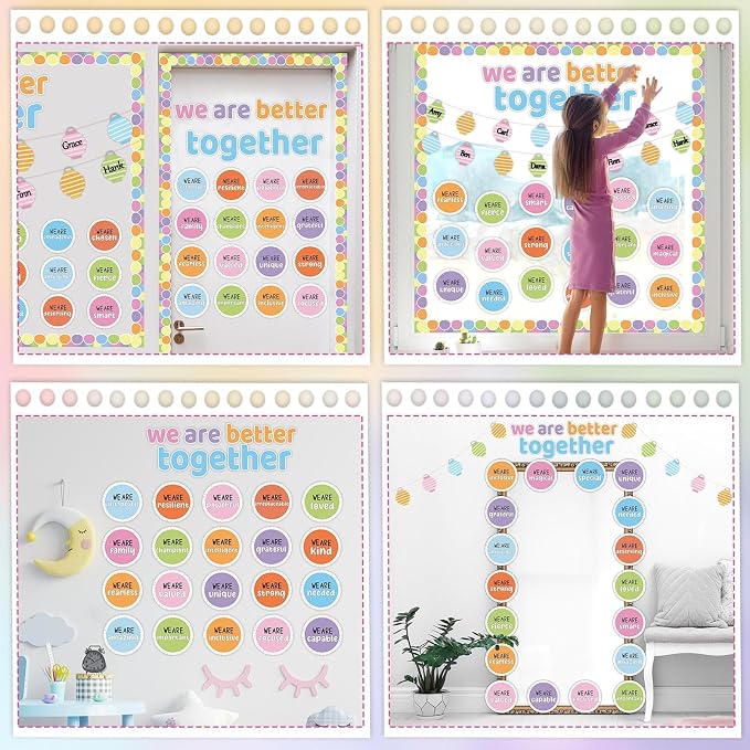 Pastel Affirmation Station Bulletin Board Set Motivational Together We are Better Bulletin Board Inspirational Positive Sayings Cutouts Classroom Decor for Back to School Decor Wall Door