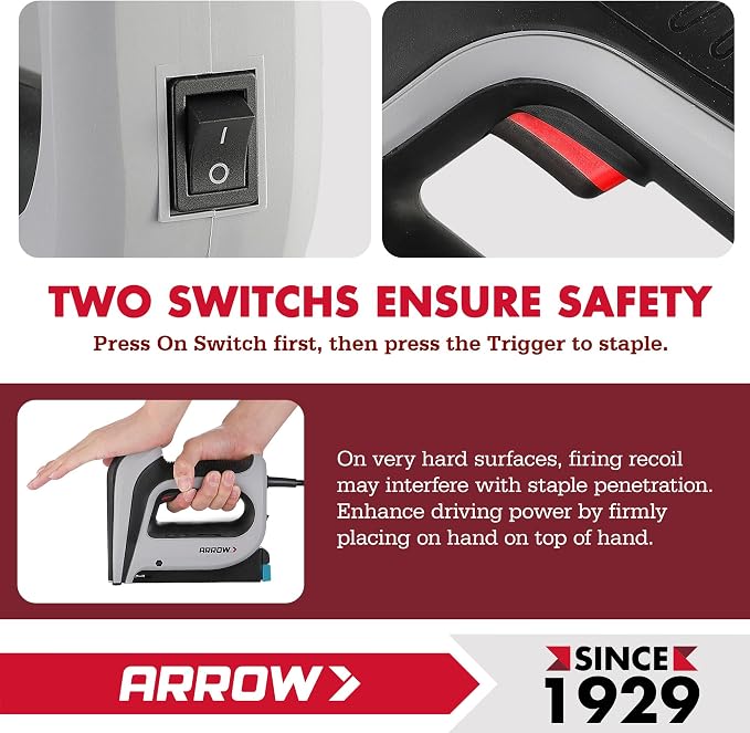 Arrow T50ACD Heavy Duty Electric Staple Gun, Fits 1/4" to 1/2" Staples | Corded Staple Gun for Upholstery, Furniture, Office, Decorating, Fits 1/4", 5/16", 3/8", or 1/2" Staples