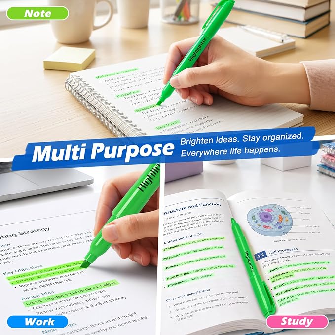 Duchong Highlighters, 30 Packs Green Highlighter Bulk, Chisel Tip Dry-Quickly No Bleed Highlighter Markers for Adults Kids, Office Classroom Must Have, School Supplies for Teachers