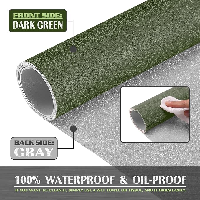 K KNODEL Small Office Desk Mat, Leather Mouse Pad (23.6"x13.8", Dark Green) | Desk Pad, Keyboard Pad, Computer and Laptop Mat, Desktop Protector and Cover, Writing Pad and Blotter for Home Office