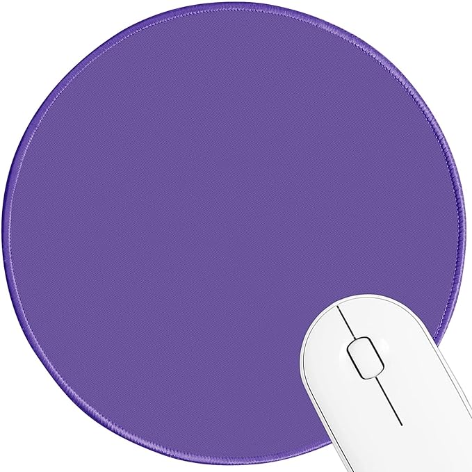 Round Mouse pad, high-end Texture, Sewn Edge Design, Anti-Slip Rubber Base. 8.6 x 8.6 inches (Purple)