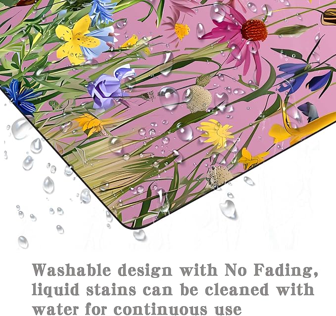 Pink Mouse Pad for Women,Pink Floral Rose Mouse Pads for Desk,Soft Computer Mouse Mat Cute Mousepad Cloth Computer Mouse Pads for Women,Square Waterproof Non-Slip Rubber Base MousePads