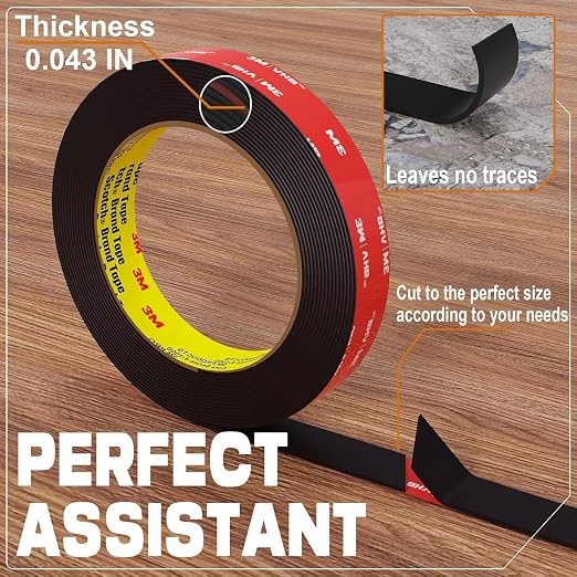 tapify Double Sided Tape Heavy Duty 1/4 in x 16.5F | Double Sided mounting Tape for Walls,vhb Strong for Car, LED Strip Light, Home/Office Decorr