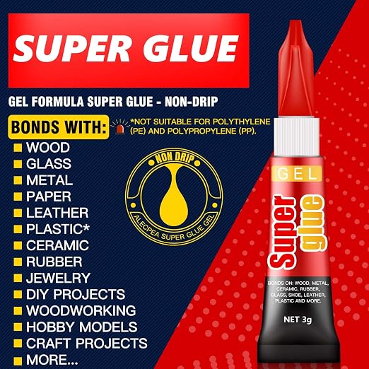 Super Glue Gel, 48 X 3g Tubes for Crafts, Models and Repairs | Cyanoacrylate Gel Bonds Common Plastic, Wood, Metal, Ceramic, Rubber And Leather Surfaces