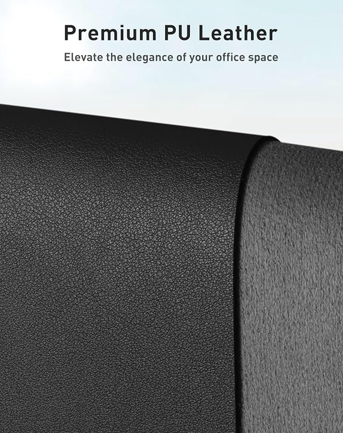 Aothia Faux Leather Desk Mat - Large Mouse Pad, Non-Slip PU Leather Blotter, Waterproof Writing Surface for Office and Home (Black, 40" x 24")