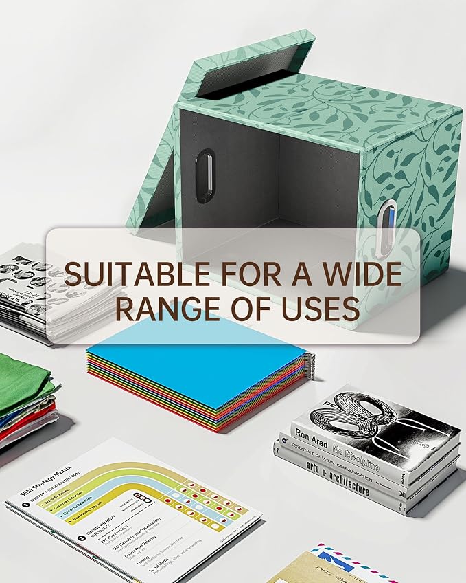 File Organizer with Lid, File Box, File Cabinet for Letter File Folder Storage, Hanging File Organizer for Office/Decor/Home,Document Organizer, 1 Pack,Leaf Green-Box Only