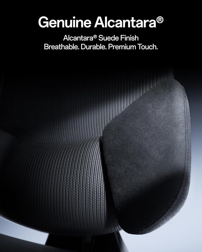 Hbada X7 Prestige Smart Ergonomic Office Chair, with AI Lumbar Support, Massage & Ventilation, 4D Dual-Axis Headrest, Alcantara® Suede, Adaptive 8-Way Lumbar Support, Black
