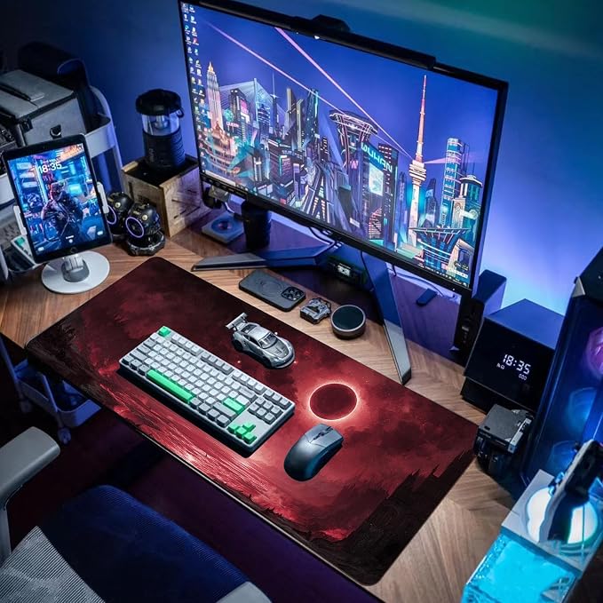 Desk Mat Mouse Pad Gaming Desk Pad XL Large Mouse Mat Office Decor Accessories (RED)