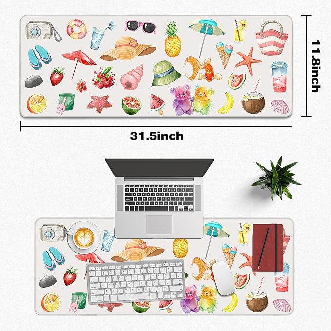 Mouse Pad Gaming - Desk Mat for Keyboard and Mouse - Watercolor Stickers Large Mouse Pads for Desk, Gaming Mousepad with Non-Slip Base, Desks Pad (31.5" X 11.8") for Game, Office and Home