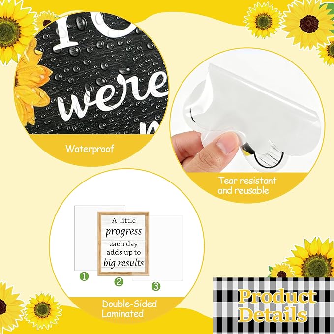 Summer Sunflower Bulletin Board Set Motivational Flower Classroom Decorations Words of Wisdom Bulletin Board Sunflower and Vases Bookshelf Paper Cutouts for Back to School Classroom Library Wall Decor