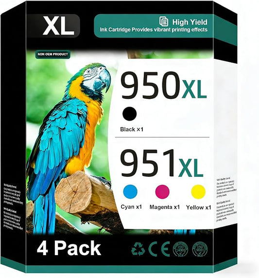 950XL and 951XL Ink Cartridges Combo Pack (4-Pack) | Replacement for HP 950XL 951XL Ink Cartridges for HP Printers OfficeJet 8600 Series Pro 251dw, 8100, 8600 Series