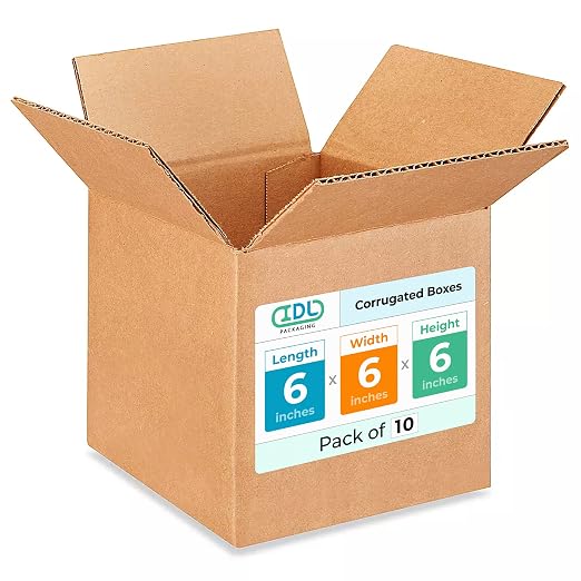 Small Cube Moving & Shipping Boxes 6x6x6 inches (10-Pack) - Extra Strength 200 lb vs Regular - Corrugated Moving Boxes - Box for Packaging Moving Supplies - Packaging Box by IDL Packaging | Extra Strength 200 lb vs Regular - Corrugated Moving Boxes - B...