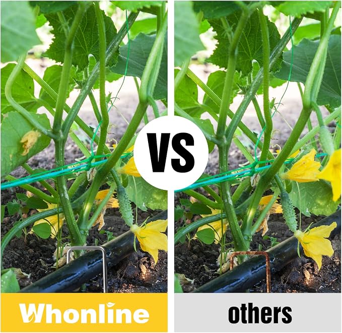 Whonline 32 Pack Landscape Staples 4 Inch, 12 Gauge Garden Stakes | Galvanized Ground Staples U Pins Landscape Stakes for Yard, Weed Barrier Fabric, Sod, Lawn, Turf, Irrigation Pipe Hose