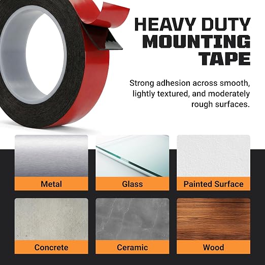 TOOLTROOPERS Wall-Safe Double-Sided Mounting Tape - Heavy-Duty 2-Sided Adhesive Tape - Damage-Free Removal, No Residue - Easy-Peel Liner for Home, Office, DIY, Posters & Signs – 16.4 ft Roll (Black)