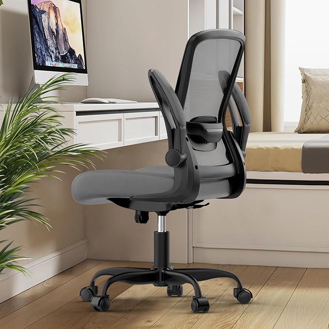 Mimoglad Ergonomic Office Chair - Desk Chair with Flip-up Armrests & 135° Recline, Adjustable Lumbar Support - Space-Saving Task Chair for Business/Team Office & Home | Supports 300 lbs · Seat 19.48"–23.4" · Breathable mesh · 20–30 min assembly · 5-yea...