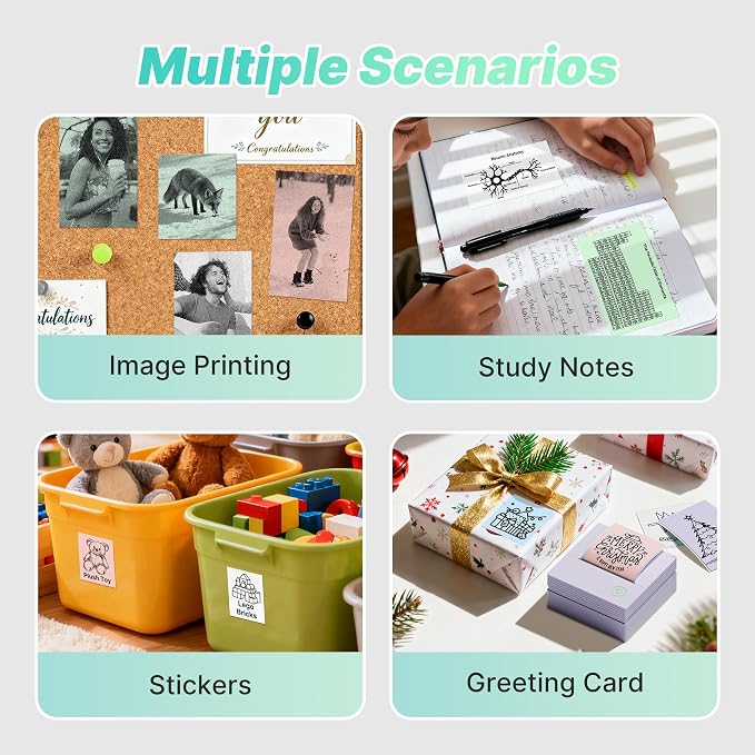Mini Sticker Printer, PM290 Sticker Maker Machine with 3 Roll Paper | Good Quality, Portable, Smart AI APP, Mini Printer for Study, Gifts for Girls Boys, Back to School Supplies for Teachers