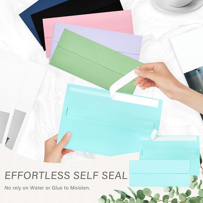 50 Pack #10 Light Blue Envelopes Letter Size Self Seal Business Envelopes | Security Mailing Envelopes, 4 1/8 x 9 1/2 Inches