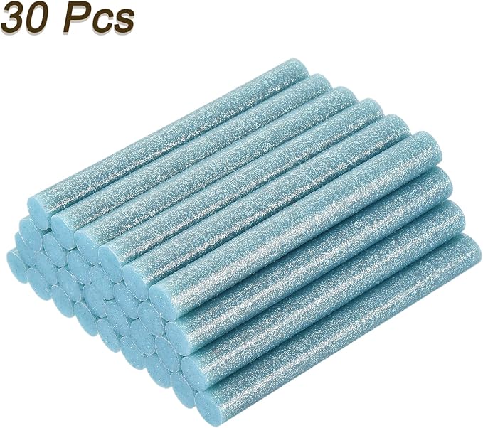 uxcell 30pcs Mini Hot Glue Gun Sticks 4-inch x 0.43-inch High Sticky Large Hot Glue Sticks for Glue Gun, Glitter Sky Blue