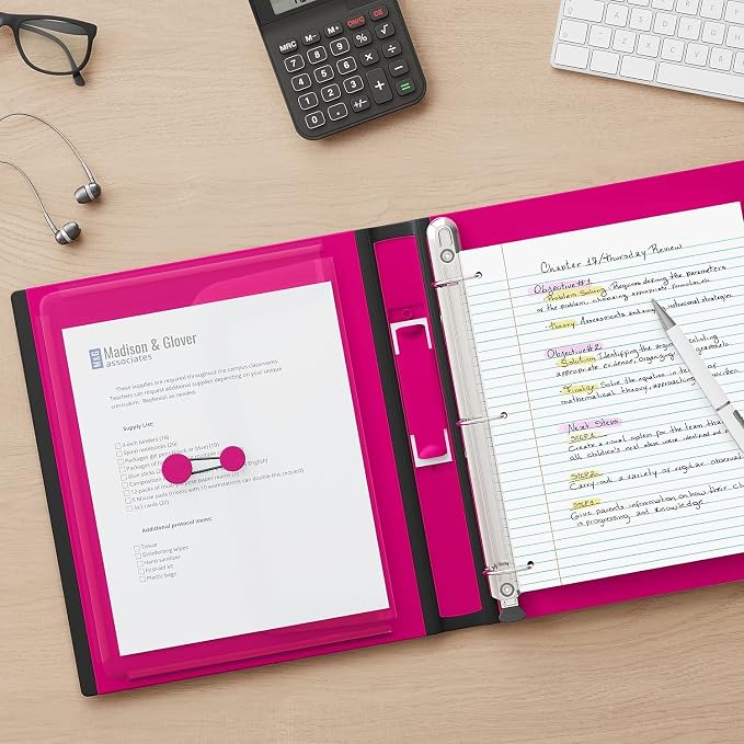 Staples Better Binder, 1-Inch 3‑Ring View Binder, Durable D‑Ring, Pink, Heavy‑Duty, Holds 275 Sheets, School & Office Organization, 3‑Pack