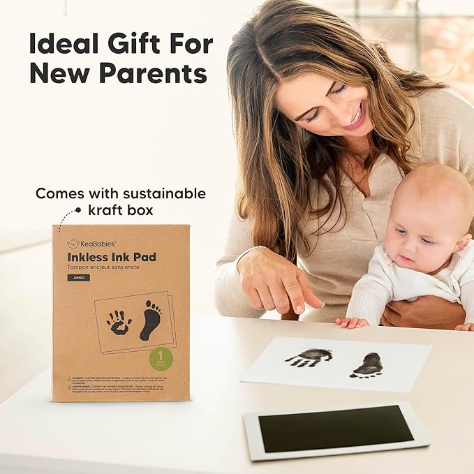 1-Pack Inkless Baby Hand and Footprint Kit - Mess Free Ink Pad for Newborn Keepsake, Dog Nose & Paw Print Kit, Clean Touch Ink Pad for Baby Hand & Footprints, Ideal New Mom Gifts (Jumbo)