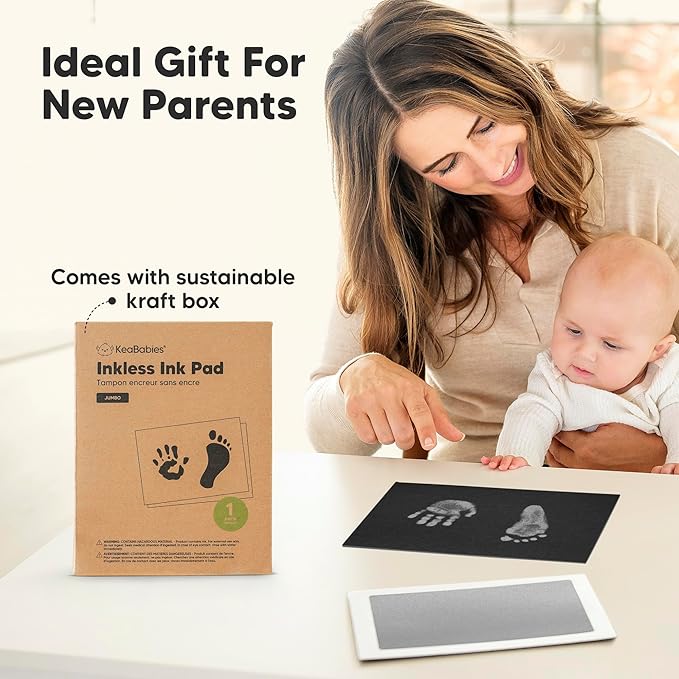1-Pack Inkless Baby Hand and Footprint Kit - Mess Free Ink Pad for Newborn Keepsake, Dog Nose & Paw Print Kit, Clean Touch Ink Pad for Baby Hand & Footprints, Ideal New Mom Gifts (Silver, Jumbo)