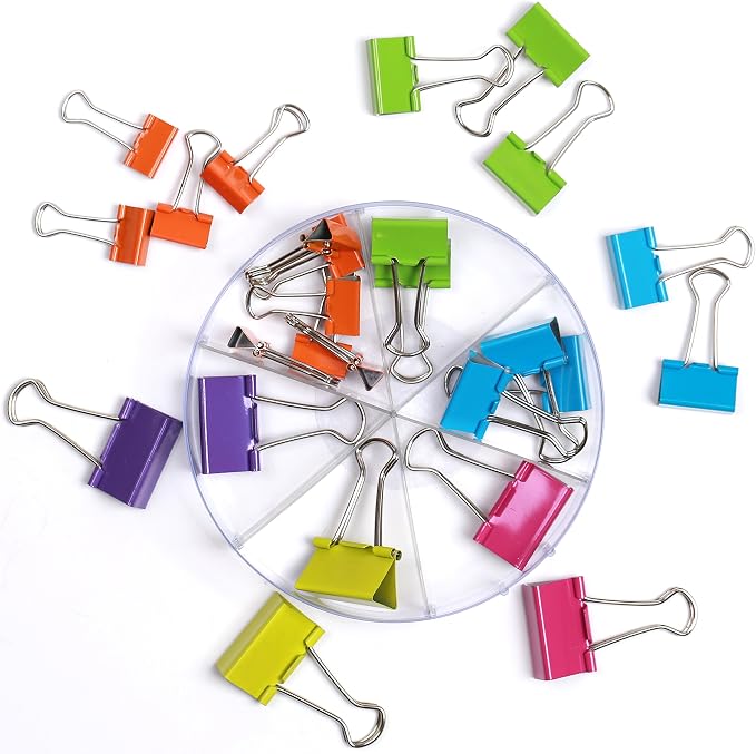 Colored Binder Clips, Assorted Size, 26 Pieces, Small (Pack of 2)