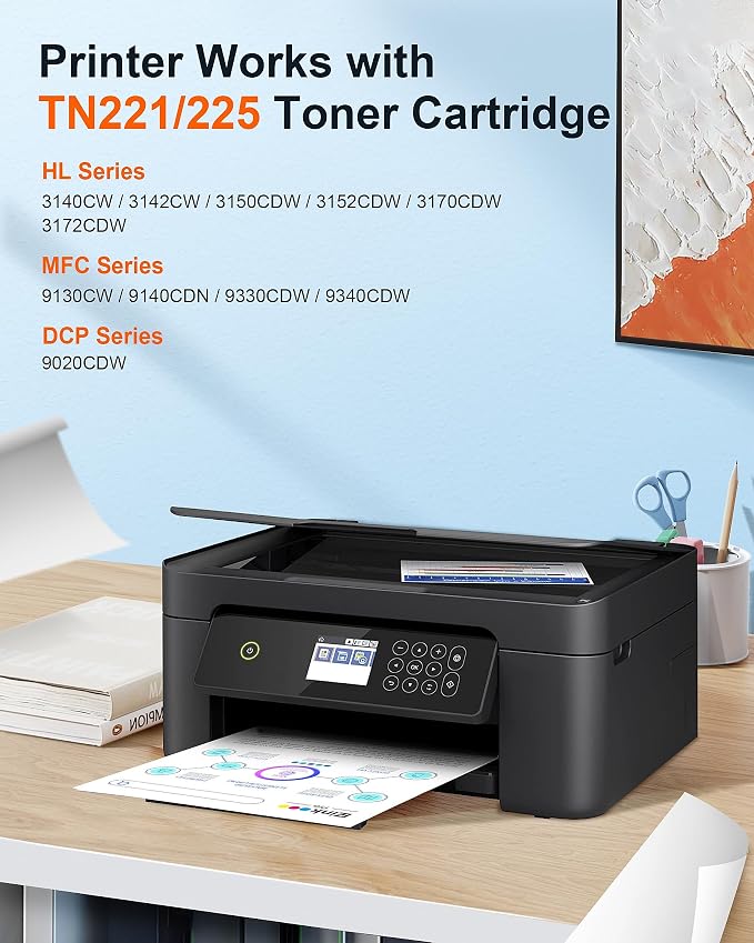 E-Z Ink Pro Compatible Brother TN221 TN225 Toner Cartridges for TN221 TN225 | to Use with HL-3170CDW MFC-9130CW MFC-9330CDW HL-3180CDW HL-3140CW Printer (2 Black, 1 Cyan, 1 Magenta, 1 Yellow, 5 Pack)