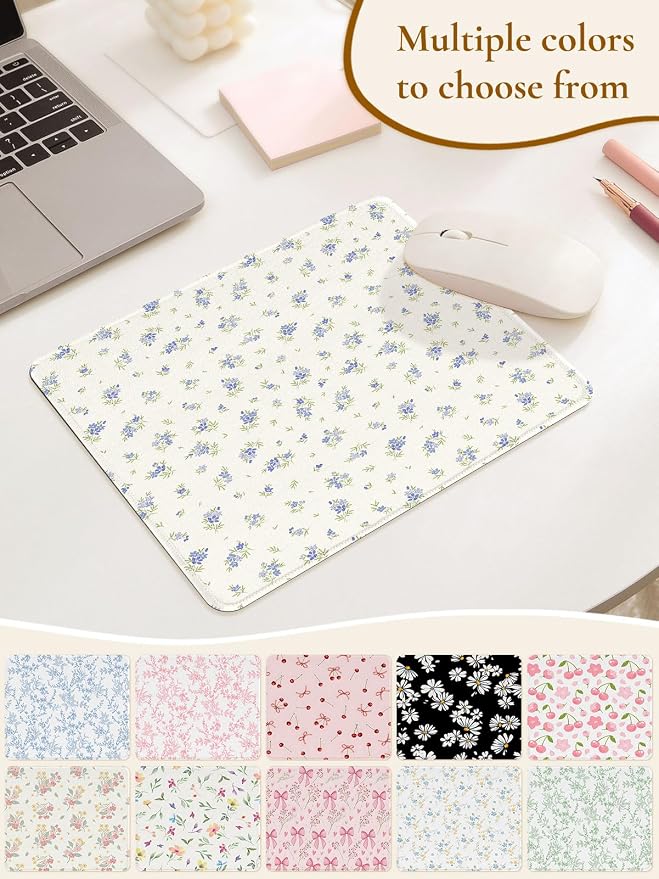Elegant Blue Bouquet of Flowers Mouse Pad, Waterproof Aesthetics Floral Mouse Pads Design, Non-Slip Rubber Base Computer Simple Funny Mousepad,Small Mouse Mat Desk Accessories Office Supplies