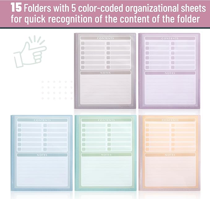 Mr. Pen- Plastic Folders with Pockets and Prongs, 15 Pack, Letter Size, Assorted Pastel Colors, Flexible Plastic Folders with Prongs, Clear Front Pocket and Card Slot