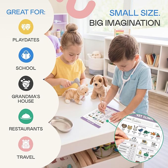 Tiny Expressions Pretend Play Notepads - 10-Pack Kids Play Pads | 40 Pages Each for Imaginative Role Play
