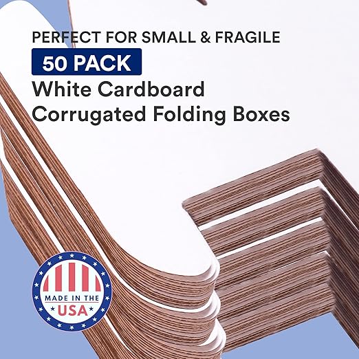Box USA 14" Deluxe Shipping Boxes 14"L x 10"W x 4"H, 50-Pack - White Box Mailers for Packaging, Storage, Gifts or Bulk Business Orders