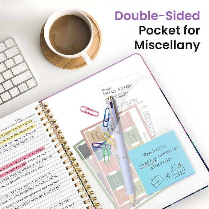 Large Spiral Notebook for Work, 8.5" x 11" Journal for Women, Cute 5 Subject Notebook with Removable Dividers & Tabs, College Ruled Lined Journal for Office and School, 280 Pages, Alpine Twilight