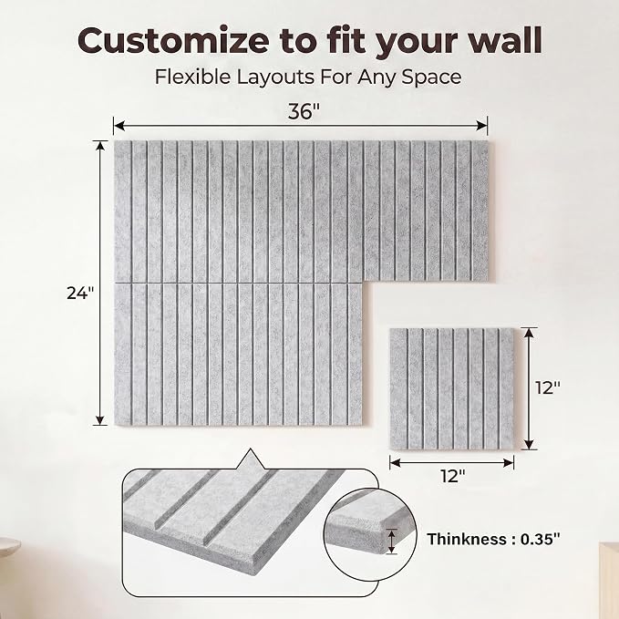 Felt Bulletin Board 36"x 24", Cork Boards for Walls, 6 Pack Bulletin Board Large Cork Board for Office, Felt Boards with 40 Safe Removable Adhesive Tabs Wall Decor for Home(Light Gray)