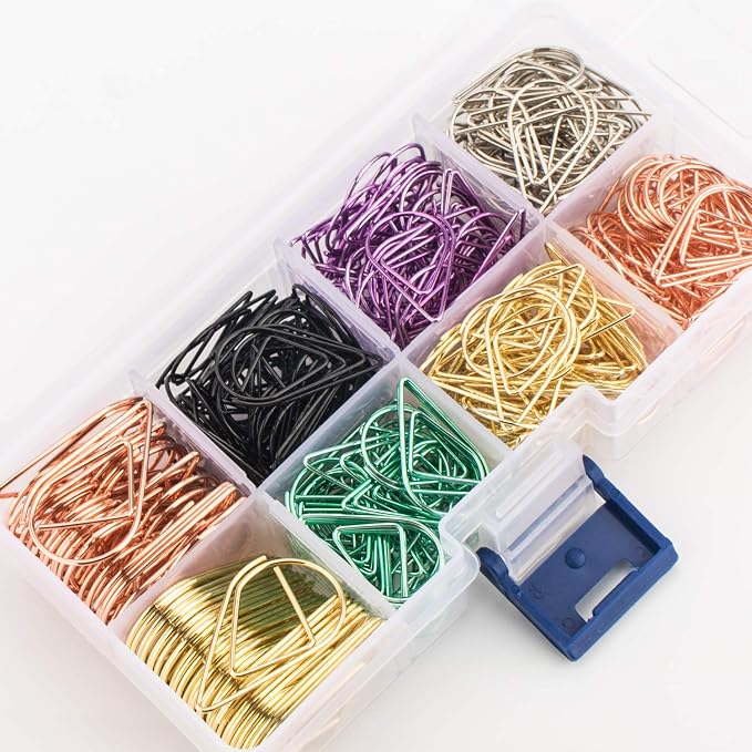 Multicolor Cute Paper Clips Assorted Sizes 300 Pack | Stainless Steel, Drop-Shaped, Large & Small, Colorful and Heavy Duty, Bookmark