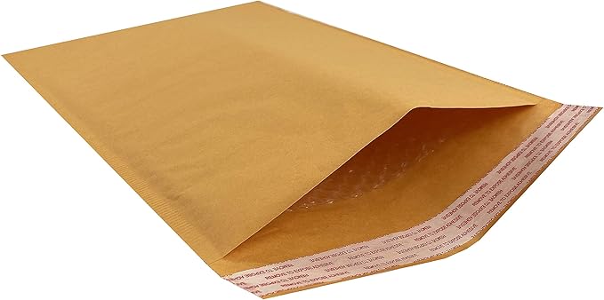 Amazon Basics Kraft Bubble Self-Seal Padded Mailing Envelopes, 10.5" x 16" (Internal Size 10.25" x 15"), Shipping Packaging, Brown, 25-Pack