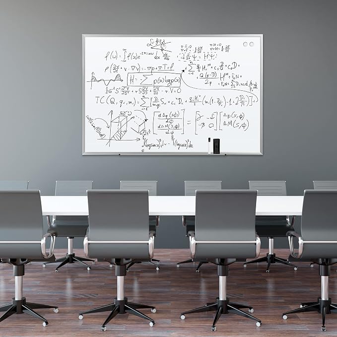 Amazon Basics Large Magnetic Dry Erase Whiteboard, 48" x 72", Aluminum Frame, Silver/White, with Pen Tray for School, Classroom, Office & Home