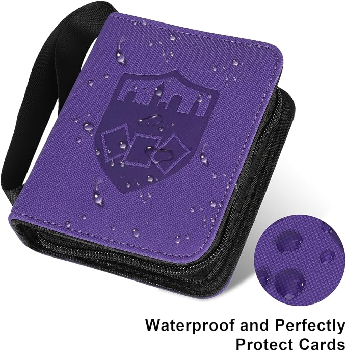 GERMUN Mini Card Binder 1 Pocket, 80 Pockets Trading Card Binder, Premium Small 2 Pocket Trading Card Collection Album Folder with 40 Sleeves Double Sided - Gifts for Kids (Purple)