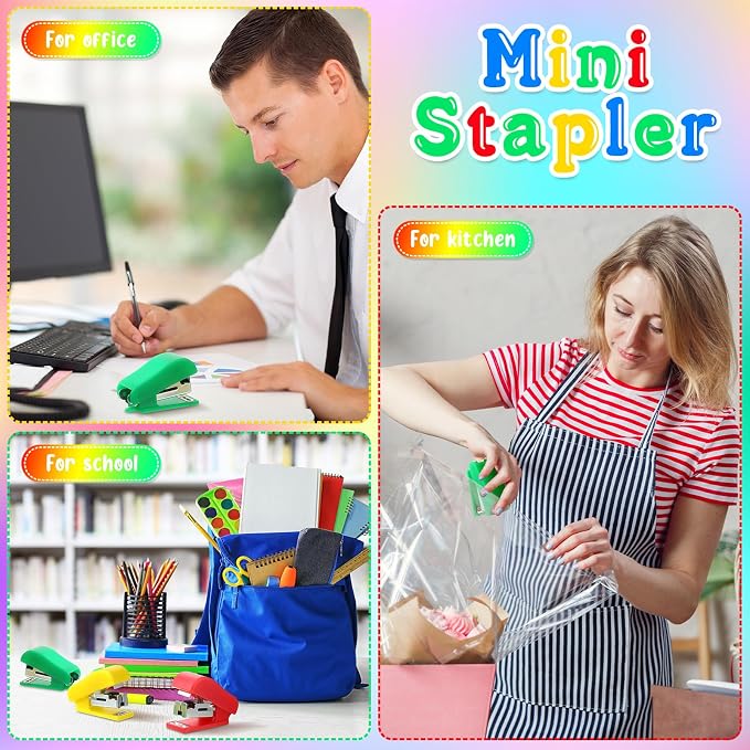 Fainne 30 Pcs Mini Stapler Bulk with Staples Back to School Portable Multicolor Small Stapler Bulk Hand Held Desk Staplers Cute School Supply Set for Office Teacher College (Classic Color)